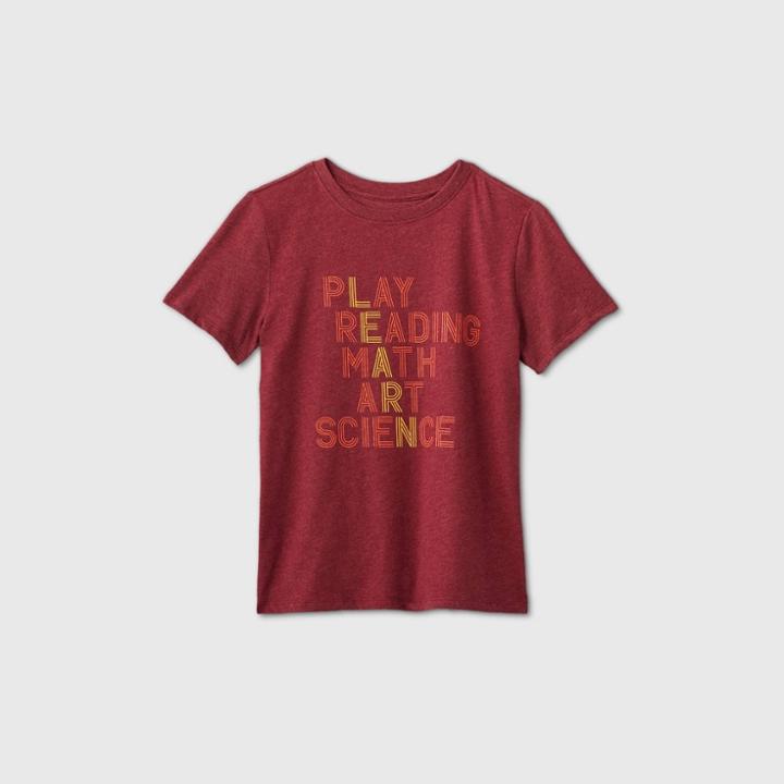 Petiteboys' Short Sleeve 'play Reading Math Art Science' Graphic T-shirt - Cat & Jack Red