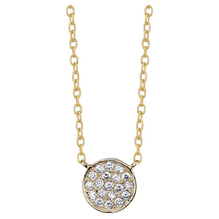 Target Women's Sterling Silver Pave Disc Station Necklace - Gold (18),