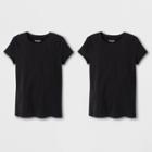 Petitegirls' 2pk Solid Short Sleeve T-shirt - Cat & Jack Black