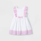 Mia & Mimi Toddler Girls' Lace Short Sleeve Dress With Bow - Pink/white