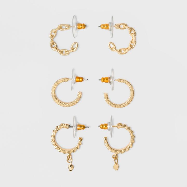 Sugarfix By Baublebar Graphic Huggie Hoop Earring Set - Gold, Girl's
