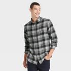 Men's Plaid Standard Fit Long Sleeve Button-down Shirt - Goodfellow & Co Charcoal Gray/plaid