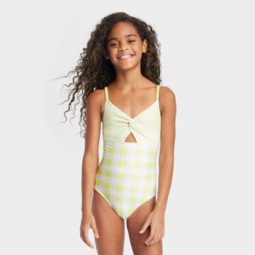 Girls' Gingham Check One Piece Swimsuit - Cat & Jack Green