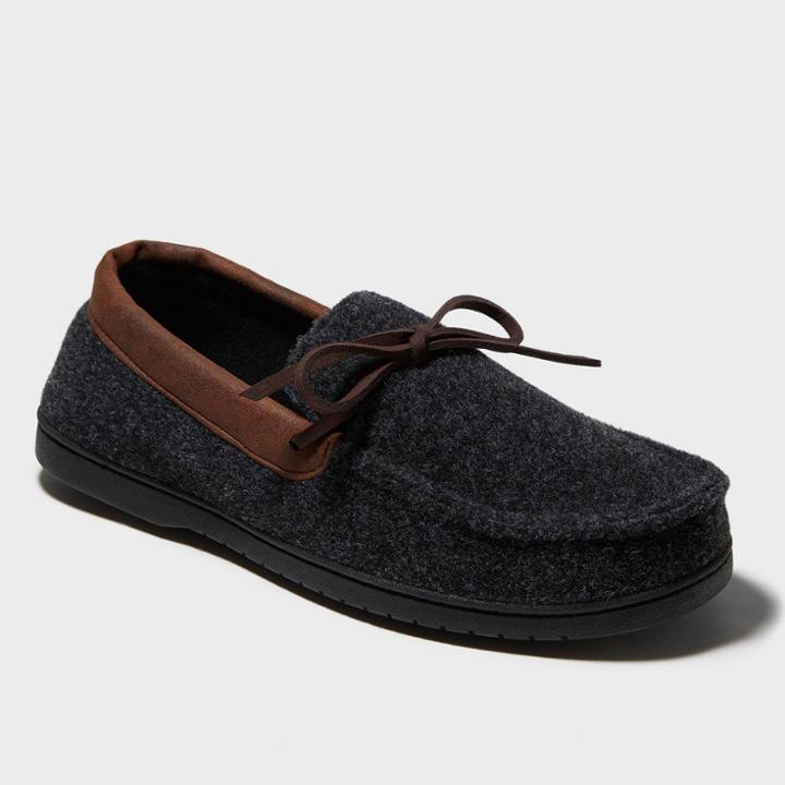 Men's Dluxe By Dearfoams Jacoby Moccasin Slippers - Gray Xl(11),