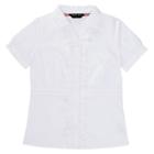 French Toast Girls' Short Sleeve Uniform Cinched Blouse - White