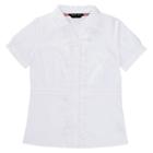 French Toast Girls' Short Sleeve Uniform Cinched Blouse - White