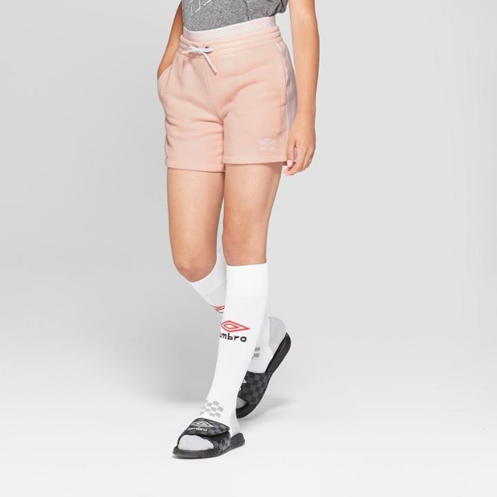 Umbro Girls' Double Diamond Fleece Shorts - Light Pink
