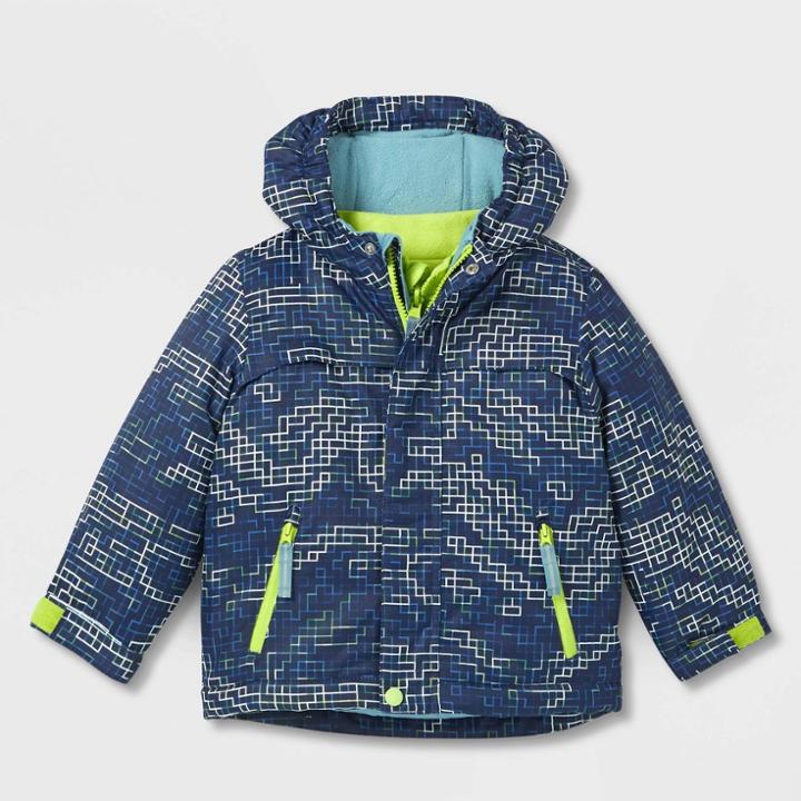 Toddler Boys' Geometric Long Sleeve 3-in-1 Jacket - Cat & Jack Navy Blue