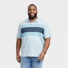 Men's Big & Tall Regular Fit Short Sleeve Performance Polo Shirt - Goodfellow & Co Light Blue/striped