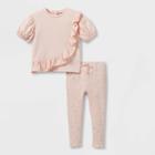 Grayson Collective Toddler Girls' Ruffle Short Sleeve T-shirt & Ribbed Leggings