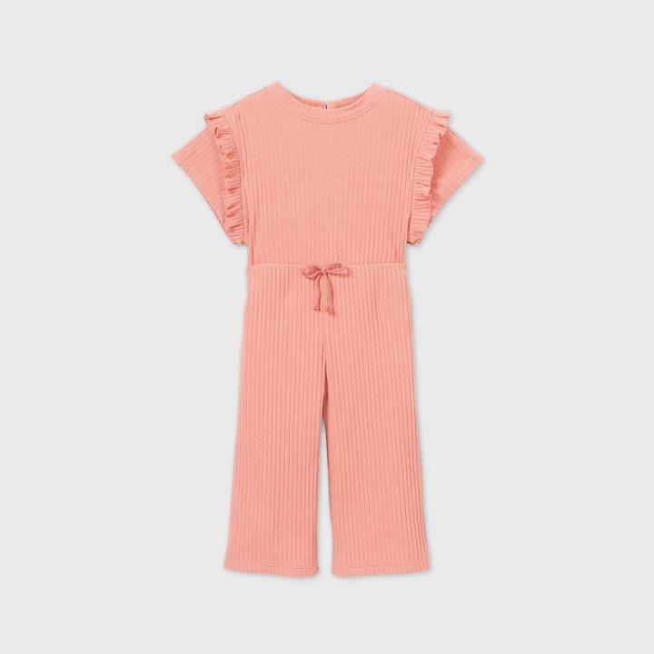 Toddler Girls' Ribbed Short Sleeve Jumpsuit - Art Class Pink