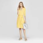 Women's Long Sleeve Knit Wrap Dress - A New Day Yellow
