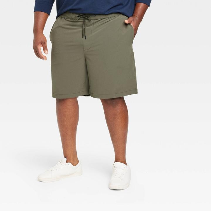 Men's Big & Tall 8 Regular Fit Pull-on Shorts - Goodfellow & Co Olive Green
