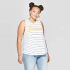 Women's Plus Size Striped Golden Graphic Tank Top - Grayson Threads (juniors') - White