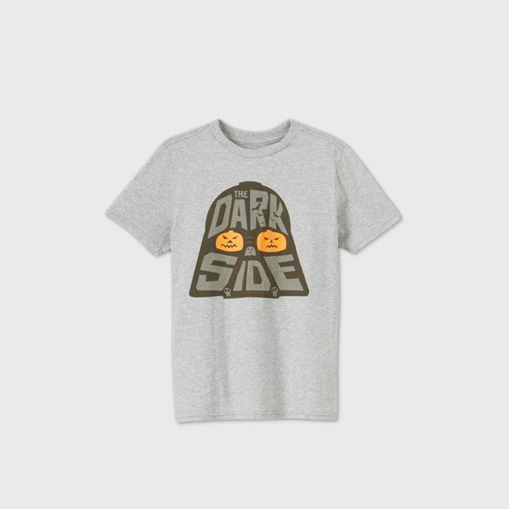 Boys' Star Wars 'the Dark Side' Halloween Short Sleeve Graphic T-shirt - Gray