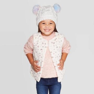 Toddler Girls' Snow Leopard Faux Fur Vest - Cat & Jack Off-white