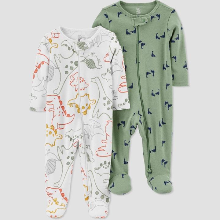 Baby Boys' 2pk Dino Sleep N' Play - Just One You Made By Carter's Green Newborn