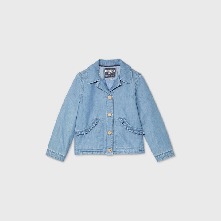 Oshkosh B'gosh Toddler Girls' Chambray Ruffle Jacket - Blue