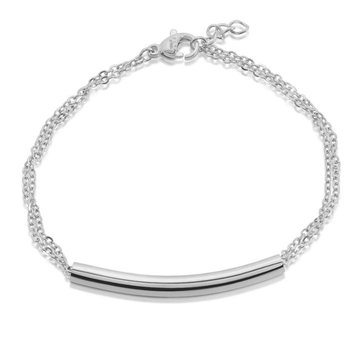 Women's Elya Cylinder Bar Double Cable Chain Bracelet - Silver -