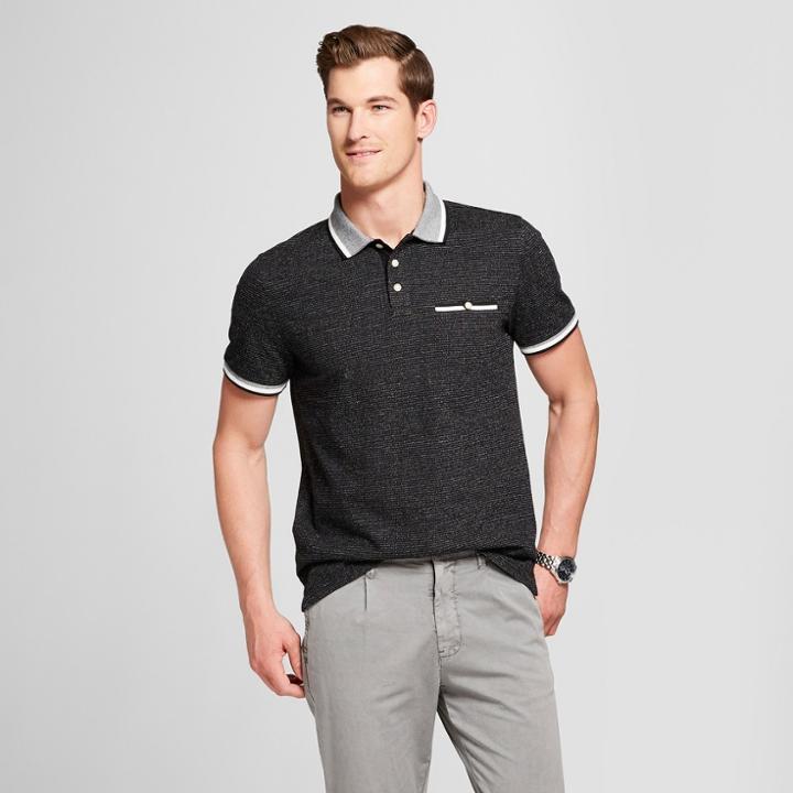 Men's Tall Dot Short Sleeve Novelty Polo Shirt - Goodfellow & Co Black