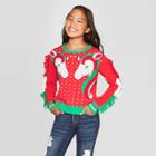 Well Worn Girls' Winter Unicorns Ugly Christmas Sweater - Red S, Girl's,