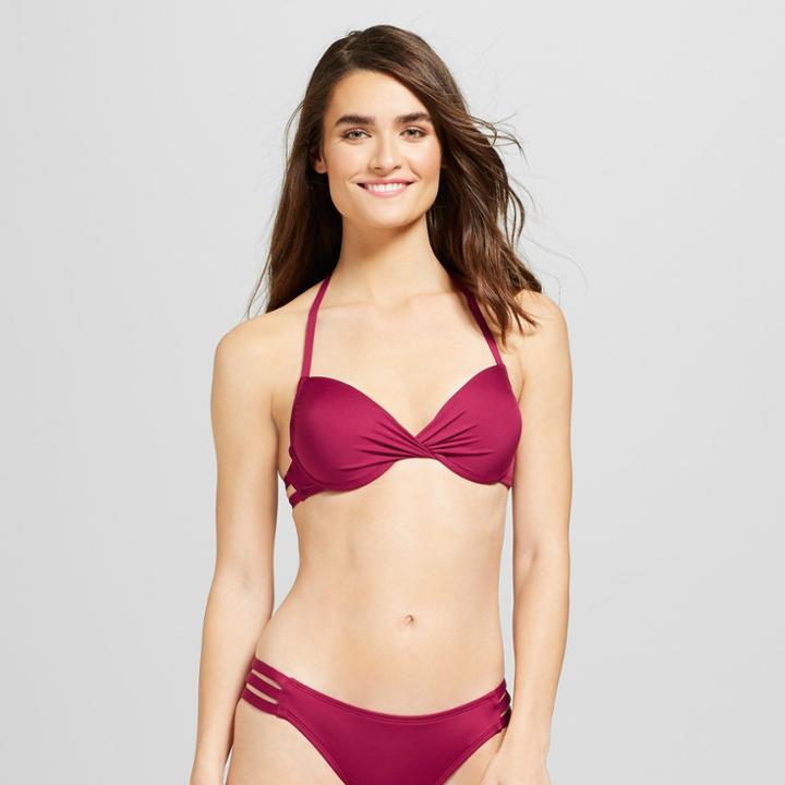 Mossimo Women's Push-up Underwire Halter Bikini Top - Deep Red -