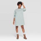 Women's Long Sleeve Crewneck Mini Sweatshirt Dress - Universal Thread Green