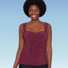 Women's Slimming Control Sash-front Tankini Top - Dreamsuit By Miracle Brands Dark Purple