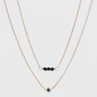 Silver Plated Spinel & Onyx Stone Duo Necklace - A New Day Black/gold, Girl's