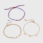 No Brand Star And Disc Charm Anklet Set 3pc, Blue/gold/red
