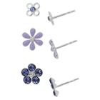 Target Girls' Sterling Silver 3 Pr-flower Stud Earring