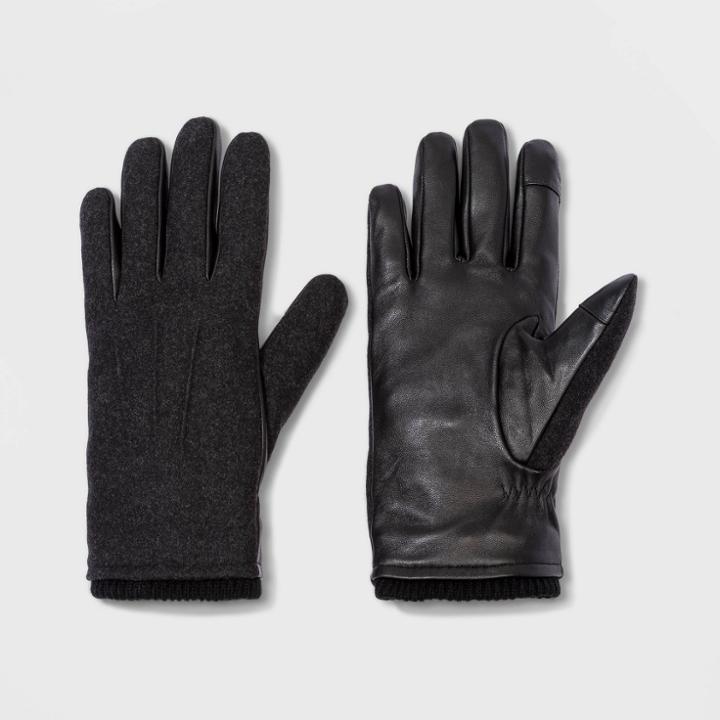 Men's Leather Gloves - Goodfellow & Co Black