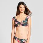 Vanilla Beach Women's Floral Print Off The Shoulder Bandeau Bikini Top - Hawaiian Floral D/dd, Gray