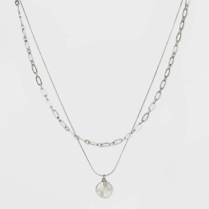 Worn Silver Linked Snake Chain Necklace - Universal Thread Metallic