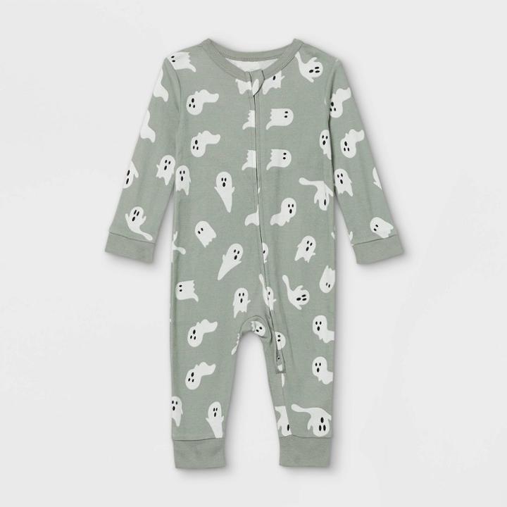 No Brand Baby Halloween Ghost Print Matching Family Union Suit - Gray