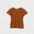 Women's Plus Size Flutter Short Sleeve Linen Blouse - Ava & Viv Orange