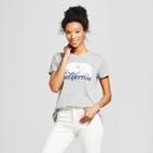Women's Short Sleeve California Script Graphic T-shirt - Modern Lux (juniors') Gray
