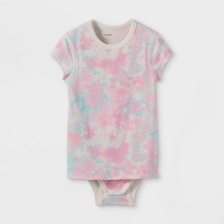Girls' Adaptive Tie-dye Short Sleeve Bodysuit - Cat & Jack Almond Cream Xs, Brown/ivory