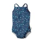 Green Sprouts Baby Girls' Fireworks One-piece Swimsuit With Built-in Absorbent Reusable Swim Diaper - Navy