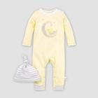 Burt's Bees Baby Baby Organic Cotton Lamb In The Moon Jumpsuit And Knot Top Hat - Yellow Newborn, Kids Unisex