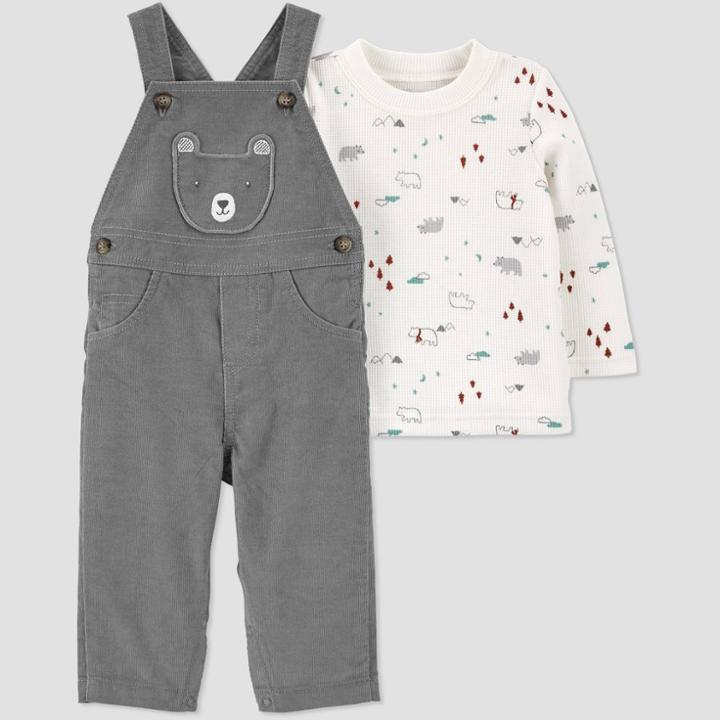 Baby Boys' 2pc Bear Overall Top & Bottom Set - Just One You Made By Carter's Gray