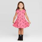 Petitetoddler Girls' Short Sleeve Unicorn Print Dress - Cat & Jack Dark Pink 12m, Toddler Girl's