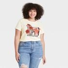 Women's Mtv Floral Print Plus Size Short Sleeve Graphic T-shirt - Ivory