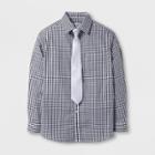 Wd·ny Black Boys' Long Sleeve Button Down Shirt With Tie Black L - Wd.ny Black