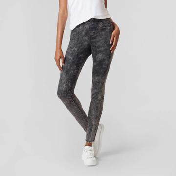 Hue Studio Women's Mid-rise Acid Wash Denim Jeggings - Gray