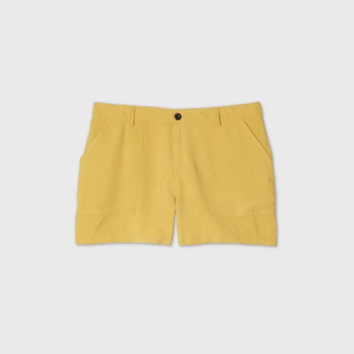Women's Plus Size Mid-rise Utility Shorts - Ava & Viv Yellow X