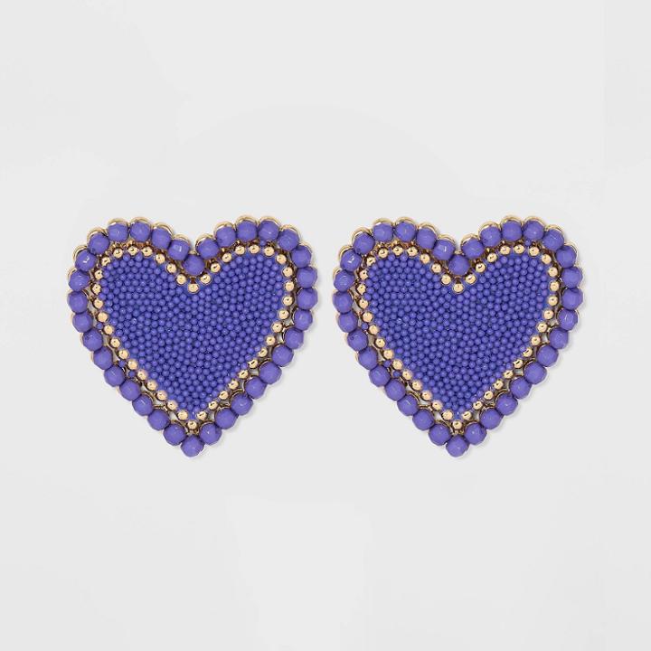 Sugarfix By Baublebar Beaded Heart Stud Earrings - Purple