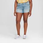 Women's Plus Size Raw Hem Midi Jean Shorts - Universal Thread Medium Wash