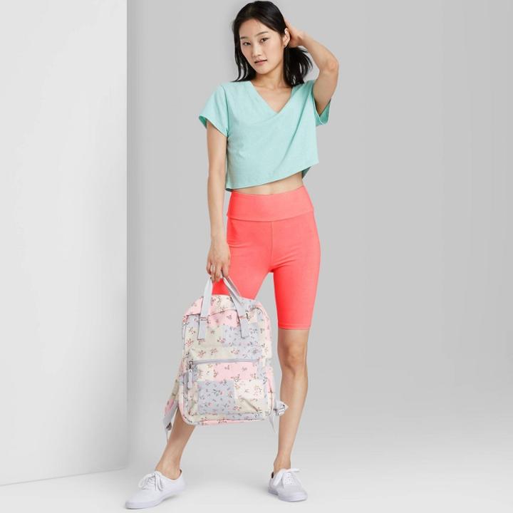 Women's High-rise Bike Shorts - Wild Fable Neon Coral