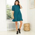 Women's Puff Short Sleeve Eyelet Dress - Universal Thread Teal